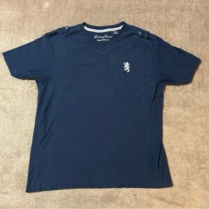 Lions Crest V-Neck Navy Blue with Shoulder Embellishment XL